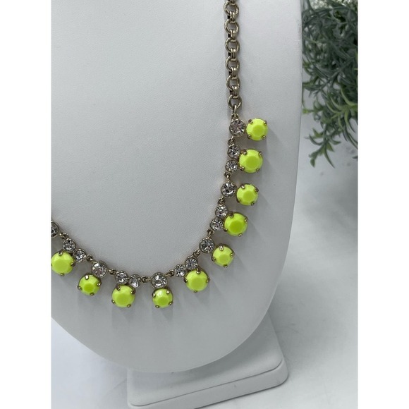 J. Crew Prong Set Neon Yellow and Bezel Set Clear Rhinestone Necklace - Picture 5 of 7